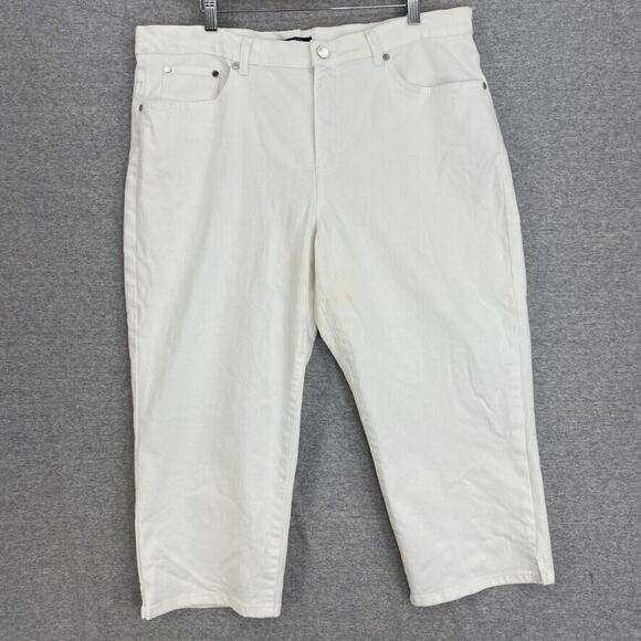 Chaps Jeans Womens 16 Plus White Capris 5 Pocket Style Casual Ladies Pants - Picture 1 of 12